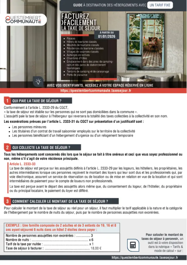 Taxe De Sejour Guide De La Facturation Tarifs Fixes 2026